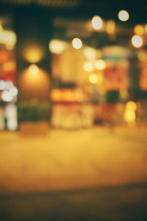 Blurred of restaurant at nightの写真素材