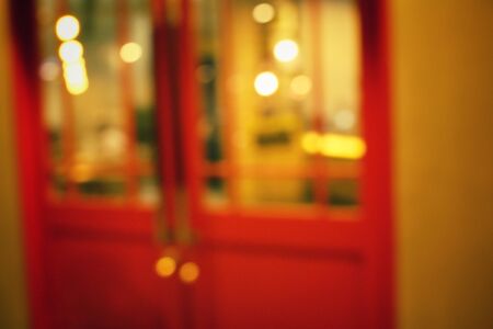 Blurred of restaurant at nightの写真素材