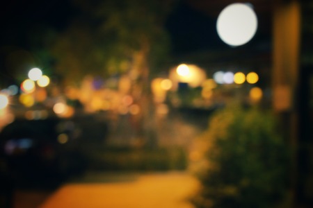 Blurred of restaurant at nightの写真素材