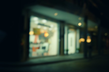 Blurred of restaurant at nightの写真素材