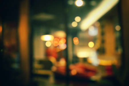 Blurred of restaurant at nightの写真素材