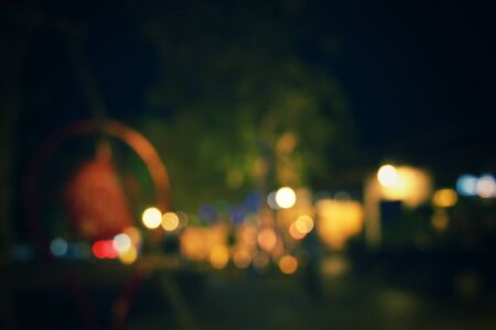 Blurred of restaurant at nightの写真素材
