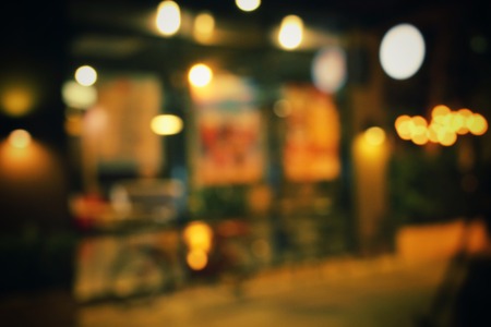Blurred of restaurant at nightの写真素材