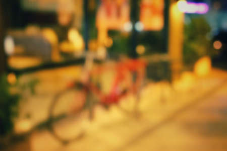 Blurred of restaurant at nightの写真素材