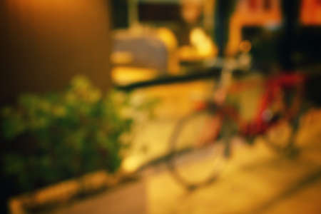 Blurred of restaurant at nightの写真素材