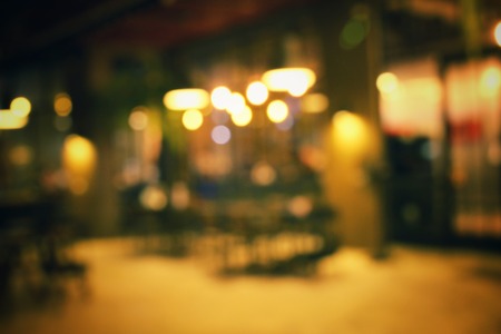 Blurred of restaurant at nightの写真素材