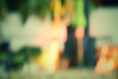 Blurred of restaurant at nightの写真素材