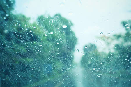 Water drop with sky and treeの写真素材