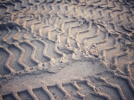 Wheel tracks on the soil.の写真素材