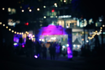 Blurred of shopping mall at nightの写真素材