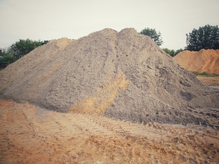 Wheel tracks on the soil.の写真素材