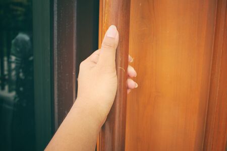 Open door with handの写真素材