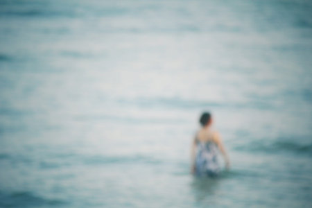 Blurred of swimming on the seaの写真素材