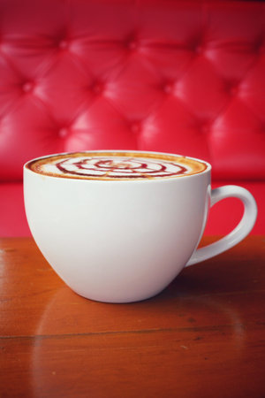 Vintage latte art coffeeの写真素材