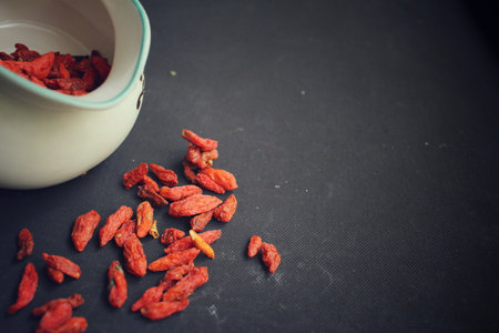 Red dried goji berriesの写真素材
