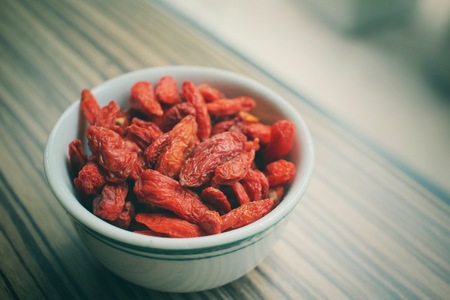 Red dried goji berriesの写真素材