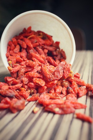 Red dried goji berriesの写真素材