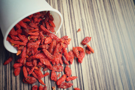 Red dried goji berriesの写真素材