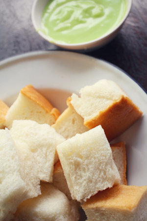Bread with green tea jam