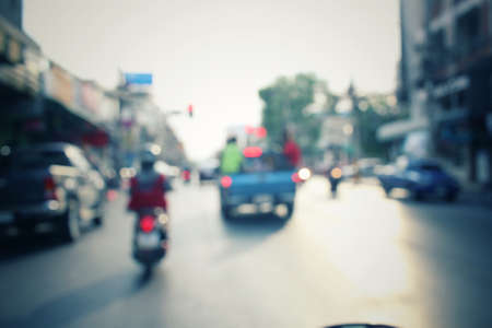 Blurred of car in cityの写真素材