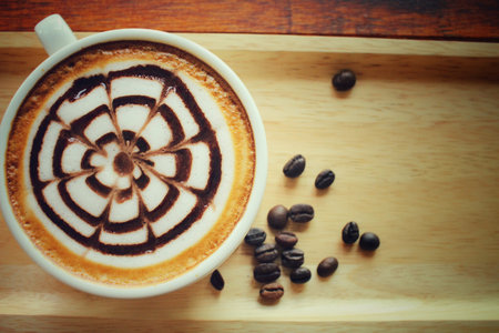 Vintage latte art coffee