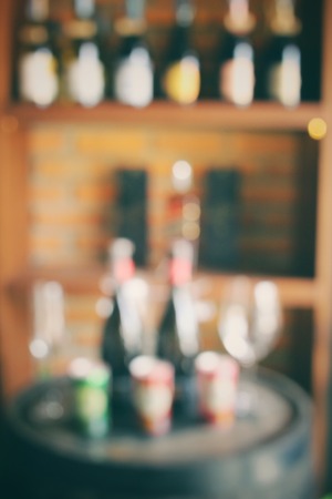 Blurred of wine bottlesの写真素材