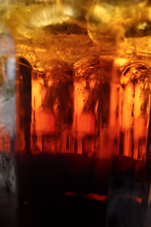 Cola with ice cubesの写真素材