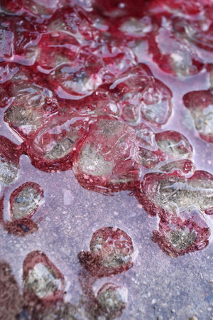 Ice cubes with red water