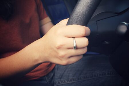 Young woman driving a carの写真素材