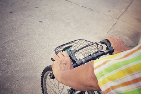 Hand with bikeの写真素材