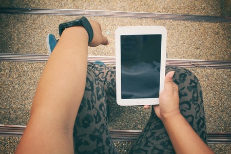 Woman using tabletの写真素材