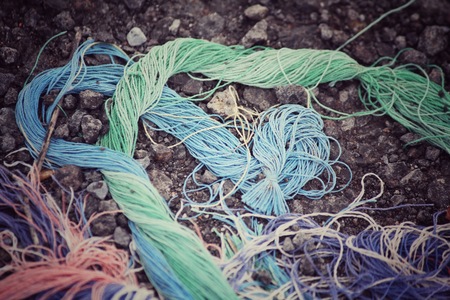 Old colorful ropeの写真素材