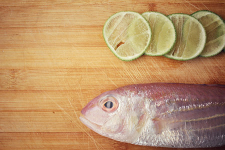 Fresh raw fish with lemon