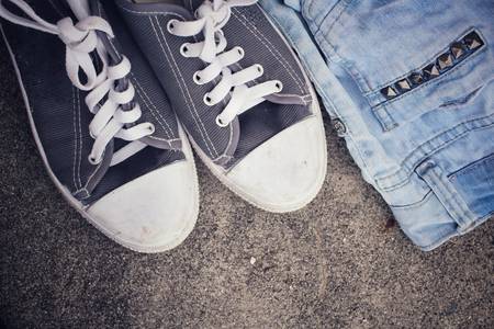 Sneakers with jeansの写真素材