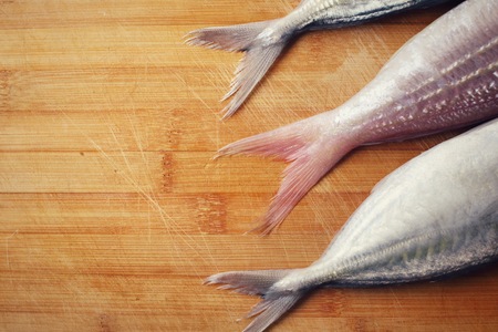 Tail of fresh raw fishの写真素材