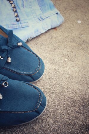 Sneakers with jeansの写真素材