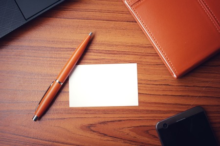 Blank business card at officeの写真素材