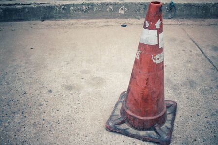 Traffic cone on the roadの写真素材