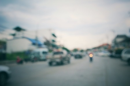 Blurred of car on roadの写真素材