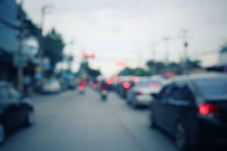 Blurred of car on roadの写真素材