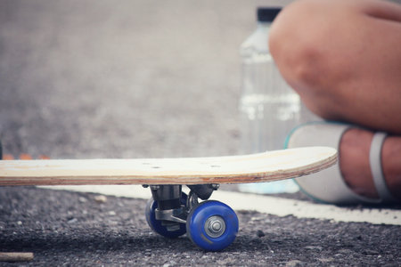 Young girl with skateboard