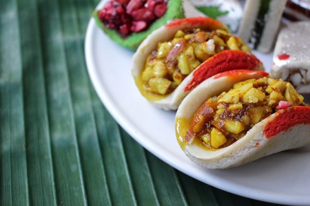 Indian sweets on banana leafの写真素材