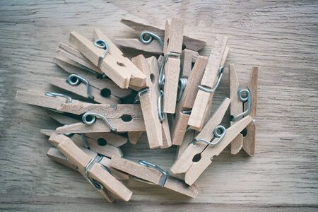 Wooden cloth pegsの写真素材