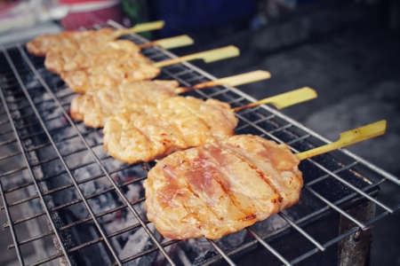 Bar-B-Q or BBQ grill of meatの写真素材