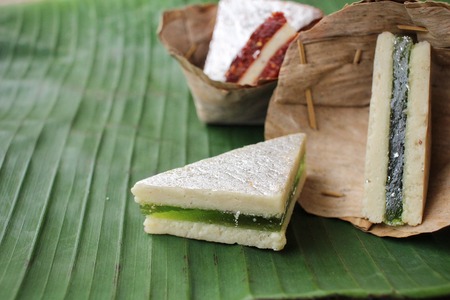 Indian sweets on banana leafの写真素材