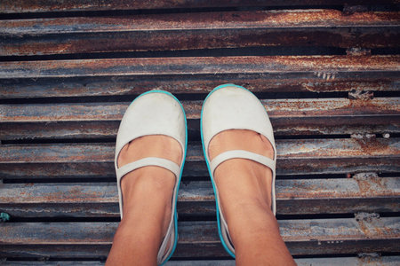 Selfie of shoesの写真素材