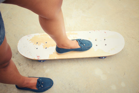 Young girl with skateboard