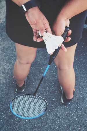 Young female player badmintonの写真素材