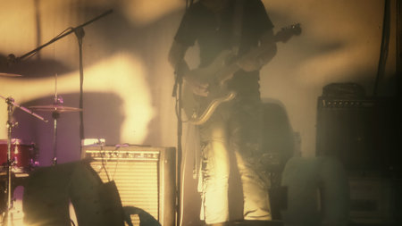 Shadow of drum sets in the nightclub