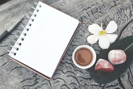 Blank notepad with mochi japanese dessertの写真素材
